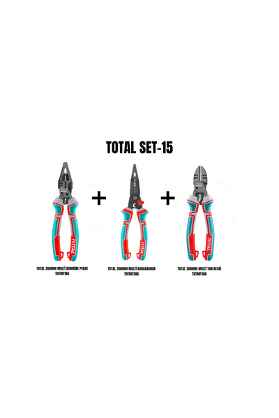 TOTAL Set-15 (TOTAL 200MM MULTİ PENSE + KOMBİNE+KARGABURUN+ YAN KESKİ)