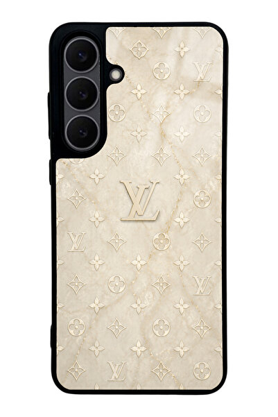 Spoyi Samsung S25 Fe Krem Gold LV Tasarımlı Glossy Telefon Kılıfı