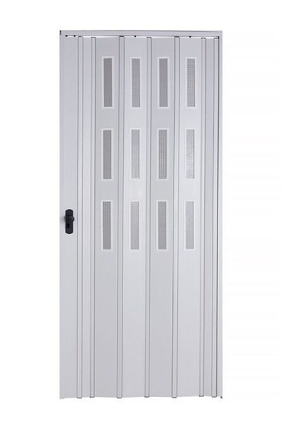 Sarpaş Dekor Sarpaş Akordiyon Kapı 81x181 Beyaz Camlı Kalın Kapı Katlanır Akordeon Pvc Anahtar Kilitli