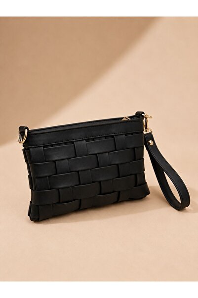 Deri Örme Kadın Portföy Clutch Çanta