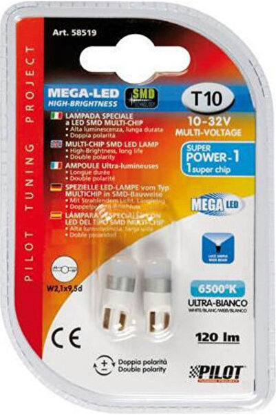 Lampa Λάμπες Αυτοκινήτου & Μοτοσικλέτας Mega-Led 1 Λευκό T10 LED 6500K Ψυχρό ...