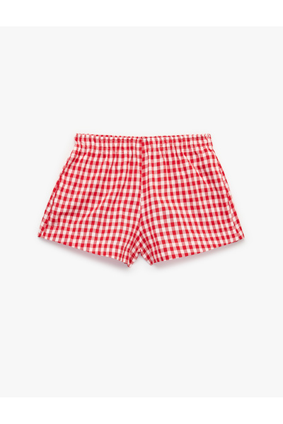 Koton Beli Lastikli Rahat Kalıp Pötikareli Şort Pijama Altı