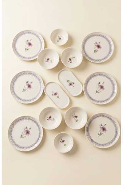 OMS Rosella 14 Piece Modern,1. Class Porcelain Breakfast Set (11181)