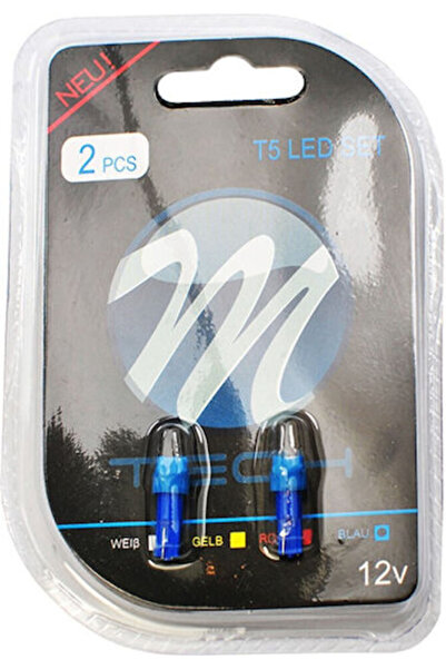 M-TECH Λάμπες Αυτοκινήτου & Μοτοσικλέτας T5 LED Κόκκινες 12V 0.24W 2 τεμάχια