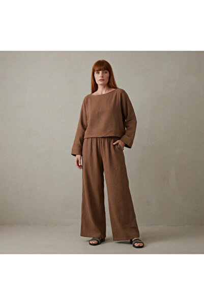 Su Koleksiyon Soul Muslin Blazer Pants Set / Brown