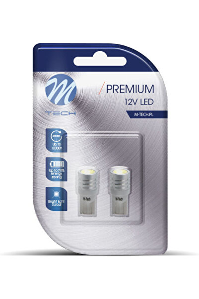 M-TECH Λάμπες Αυτοκινήτου & Μοτοσικλέτας T10 / W5W LED Λευκό 12V 2.1W 2 τεμάχια