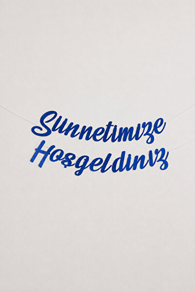 Baloncu Nene Sünnetimize Hoş Geldiniz Yazılı Mavi Banner Sünnet Süsü 20x210 cm