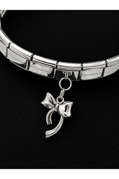 Kudi Oyuncak Italian Bracelet with Bow and Crhml Attached, Flexible Bracelet