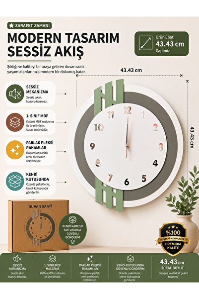 Nixar Desing Nordic Line 1 İskandinav Ahşap Duvar Saati | Modern Minimalist D...