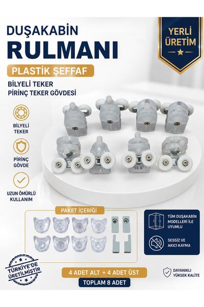 plutus yapı Duşakabin Rulman tekerleği Paslanmaz bilyeli 8 adet (4 alt 4 üst ...