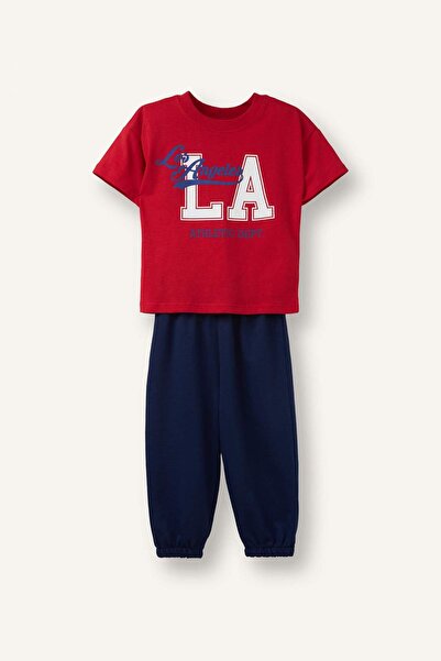 DeFacto Printed T-Shirt Regular Fit Sweatpants 2-Piece Set Boys H5612A526Au