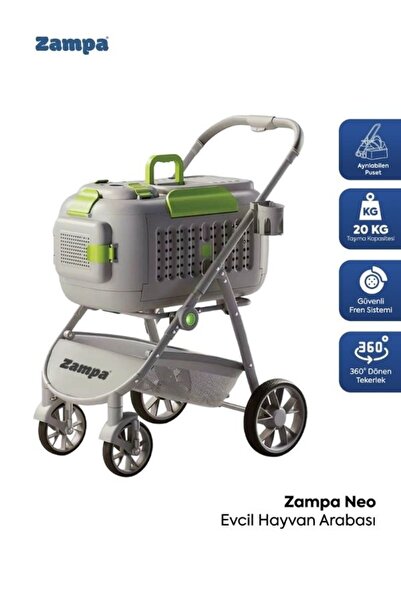 Zampa DH08-G Neo Premium Kedi & Köpek Arabası Gri