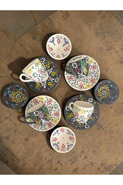 Artistic Quality Decorative 4-Person Tulip Design Fully Handmade Coffee Cup S...