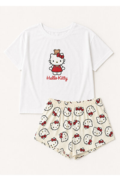 Silona Homewear Set de pantaloni scurți Zezex Kitty 2 White Supersoft