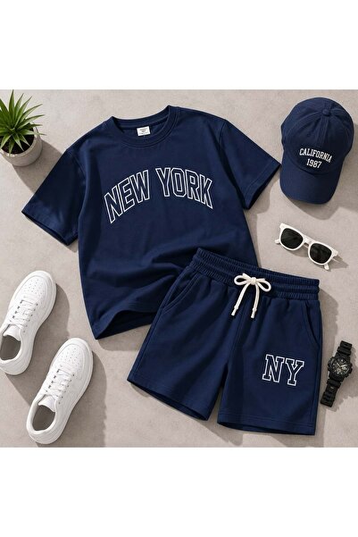 Lolliboomkids Boy's Slogan Text Embroidered T-Shirt - Shorts Bottom Top Set