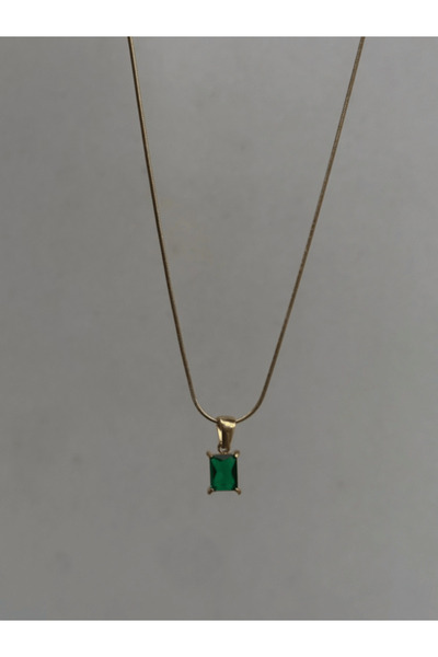 AngelsAccessories Ατσάλινο Κολιέ με Τετράγωνη Πέτρα