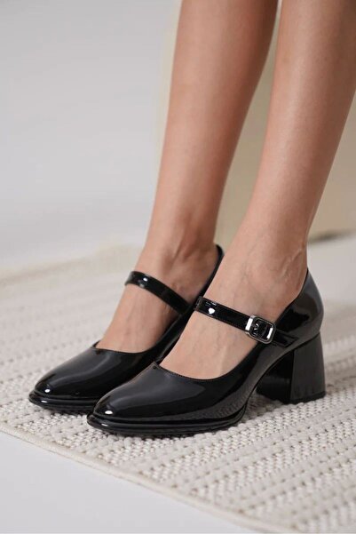 Belinora Black Patent Leather Women's Heeled Shoes Tr18Ms08A