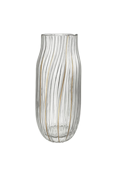 OEM Vază de Sticlă Transparentă Gold Wave M 30.5 cm
