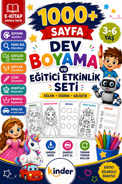KİNDERYAYINLARI KİNDER YAYINLARI-DİJİTAL&YAYIN-DİKKAT DEV BOYAMA VE EĞİTİCİ E...