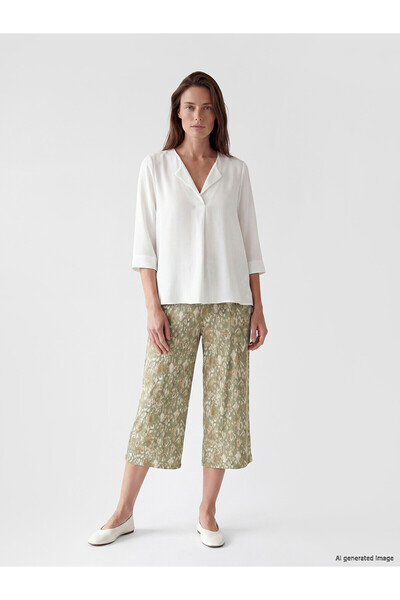 LC Waikiki Özmarka New Season Elastic Waist Patterned Women's Capri Pants