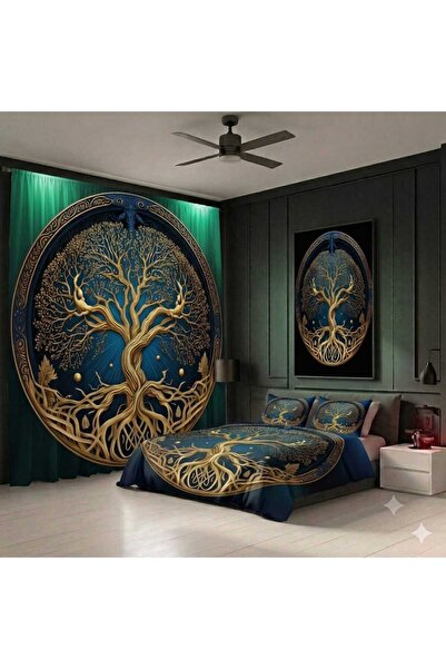 Elmas Dizayn 240*280 cm Double Wing 2 Pieces Background Curtain and 240*260 c...
