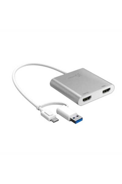 j5create j5 Create USB-C to Dual HDMI Multi-Monitor Adapter, JCA365