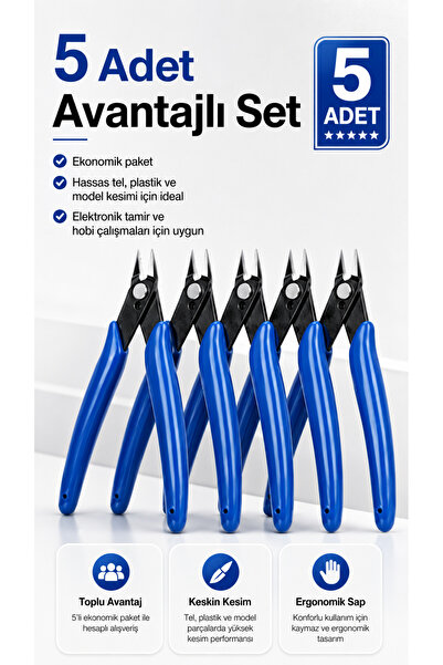 Derwell 5li Ekonomik Paket Yan Keski Seti - Elektronik Devre Hassas Tel Kesme...