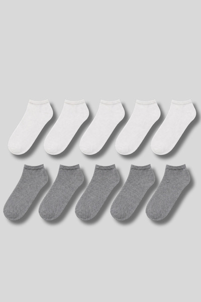 aw adawhite Men's 10-Pack Cotton Bootie Socks