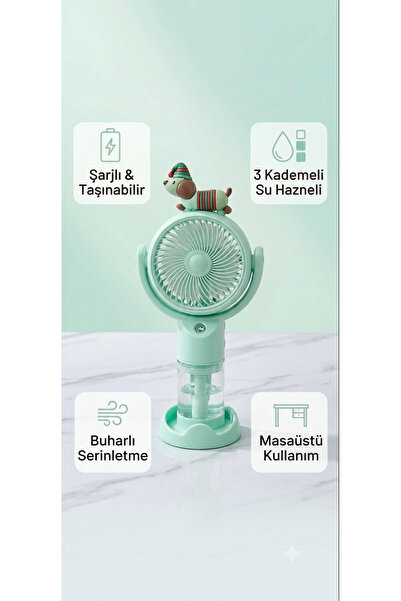 XTRIKE ME Şarjlı Masaüstü Mini Fan - 3 Kademeli Su Hazneli Buharlı Serinletic...