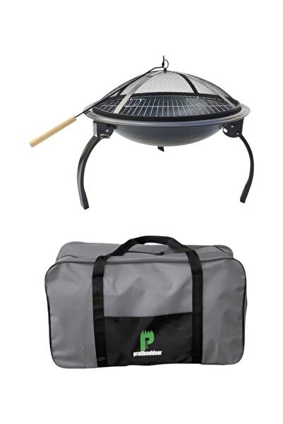 pratikoutdoor Yuvarlak Katlanır Ayaklı Şömine & Ateş Çukuru ve Mangal - Çantalı
