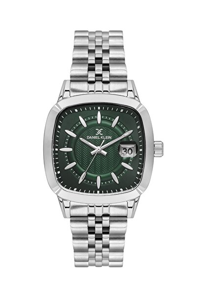 Daniel Klein Dial Green Strap Silver Color 39 mm Men's Wristwatch with Gift P...