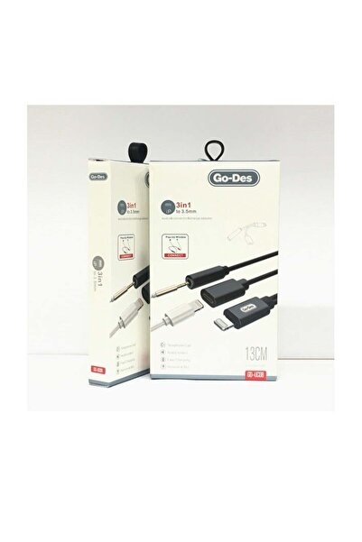 Go-Des محول صوت وشحن 3 في 1 طراز UC08 - مقبس سماعة رأس 3.5 ملم + موصل شحن USB...