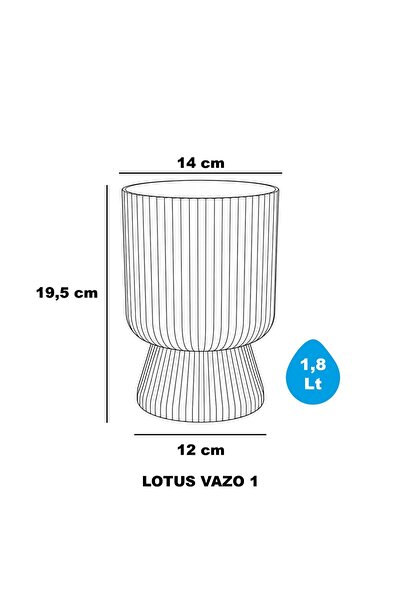 KıtayGroup Lotus Vazo Ayaklı Dekoratif İç Ve Dış Mekan Saksı 1,8 LT