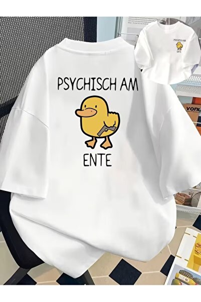 AEMİ Unisex majica sa širokim izrezom i psihološkim printom
