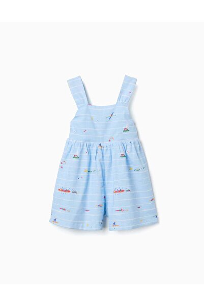 Ziddy Cotton playsuit with print Carolina Celas x Zippy for baby girls, blue