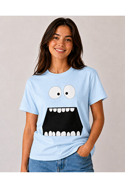 VODEXA Unisex Oversize T-Shirt Open Mouth Printed 100% Cotton T-Shirt Comfort...