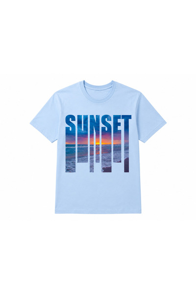 VODEXA Unisex Oversize T-Shirt Sunset 1 Printed 100% Cotton T-Shirt Comfortab...