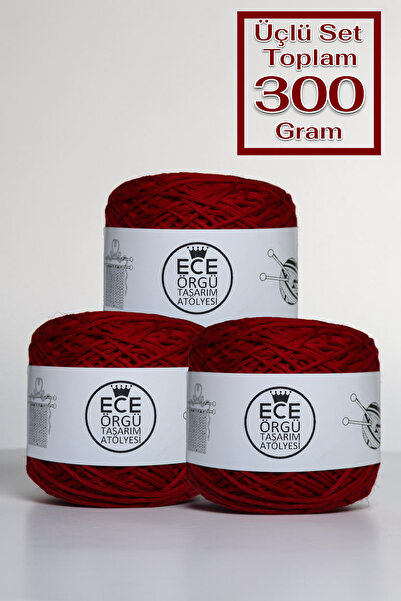 Ece Örgü Tasarım Atölyesi Wine Color, 2 mm Thick, 100% Cotton Cordet Knitting...