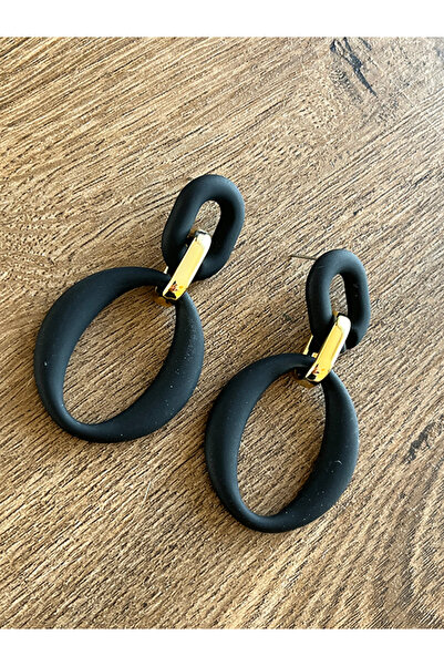 Büyük Hanım Acrylic Black Elegant Style Earrings