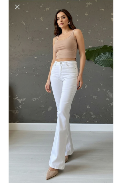 geenz manifacture Ngbutika Women's White Lycra Stretchy Spanish-Cut Jean Pants
