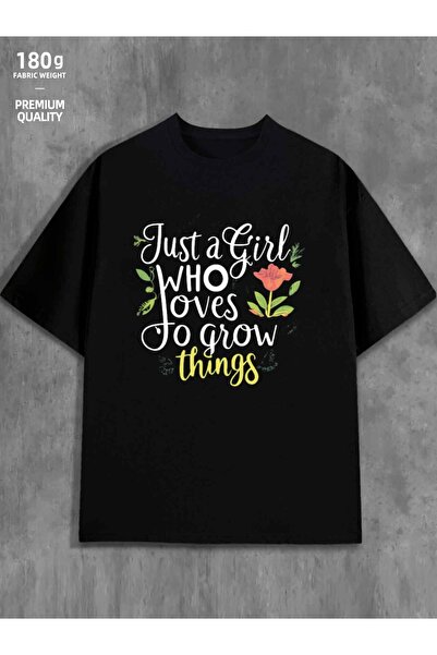 BASEPULSE تي شيرت نسائي بطبعة زهور ورسالة 'Just a Who Loves to Grow Things'، ...