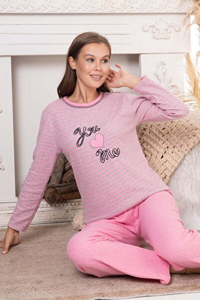 Fulla Moda You Me Embroidered Heart Plus Size Pajama Set