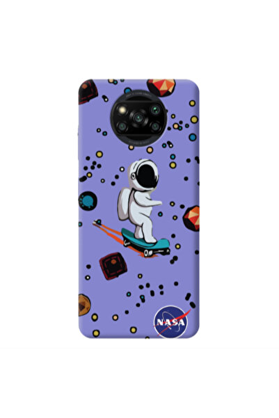 Other Xiaomi Poco X3 Pro Astronaut with skateboard Purple Colored Silicone TP...