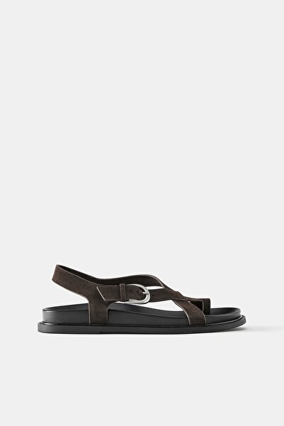 Pull & Bear Deri düz sandalet