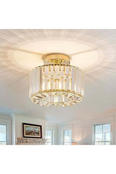 AGREON Crystal Ceiling Light Fixture, Modern Gold Semi Flush Mount Chandelier...