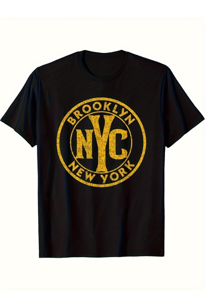 BASEPULSE Brooklyn NYC Distressed Amber Print Crew Neck Birthday Shirt Him, A...