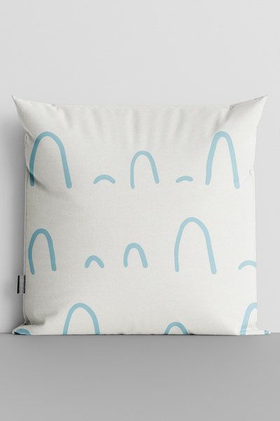 TicaretJet Blue Abstract Shapes Double Sided Digital Printed Throw Pillow Cover