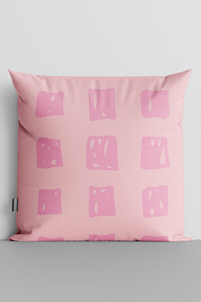 TicaretJet Pink Squares Double Sided Digital Printed Pillow Throw Pillow Cove...