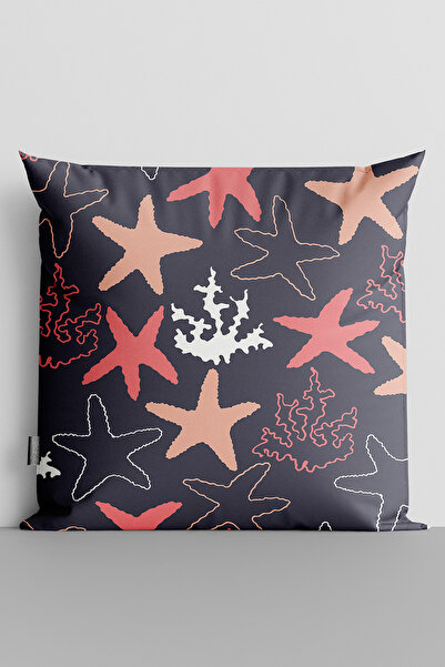 TicaretJet Colorful Stars Double Sided Digital Printed Throw Pillow Cover