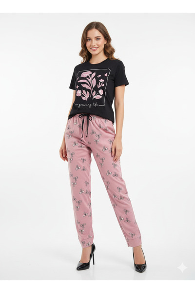 RIZQE Rizqé Women's Floral T-Shirt & Pyjama Pant Set | Lycra Night Suit